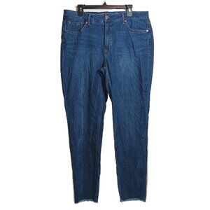 Seven7 Weekend Slim Fit Jeans Womens 16 Dark Wash High Rise Raw Hem Stretch